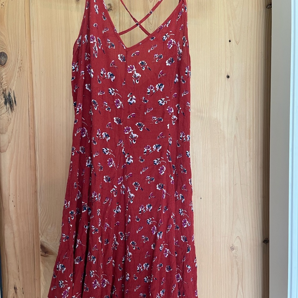 American Eagle Red Mini Dress with Adjustable Criss-Cross Straps